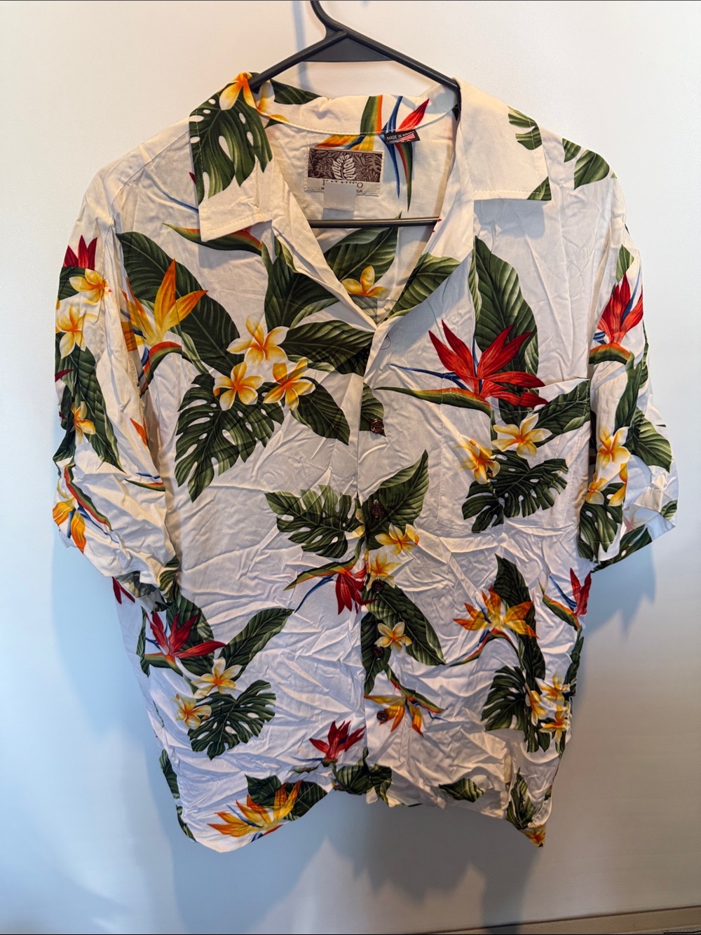 Kalaheo Men's White Tropical Floral Camp Shirt Size: M